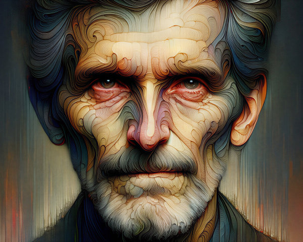 Abstract Portrait of an Older Man with Intricate Details