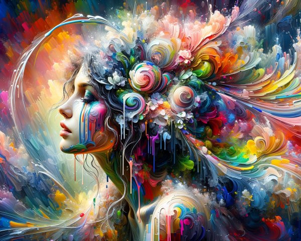 Vibrant Portrait of a Woman with Colorful Hair