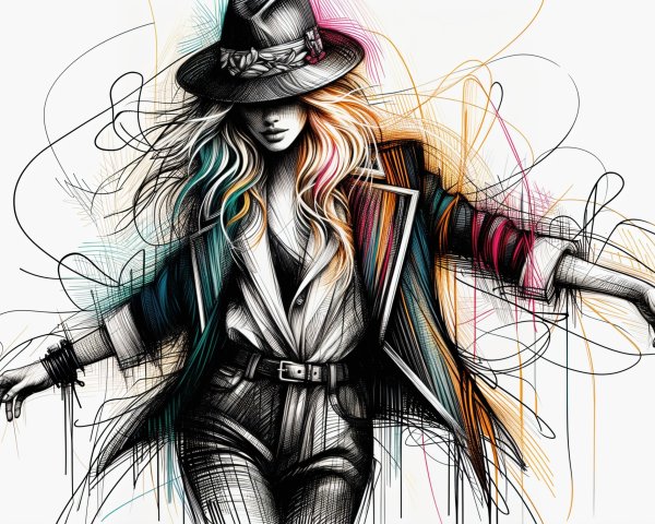 Artistic Representation of a Confident Woman in Fashion