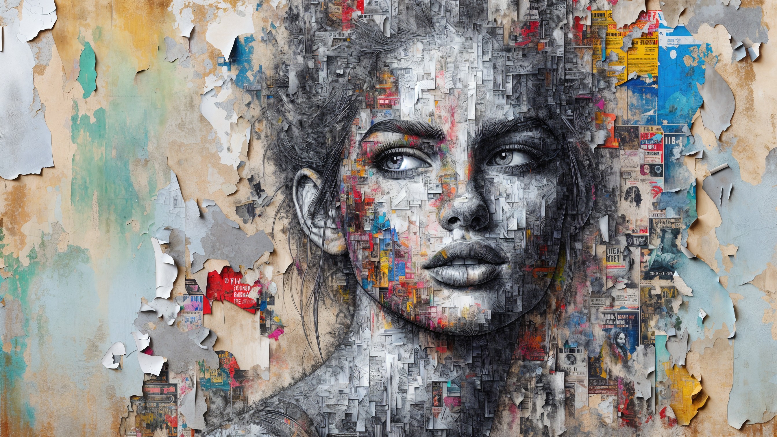 Portrait of a Woman in Colorful Fragmented Layers