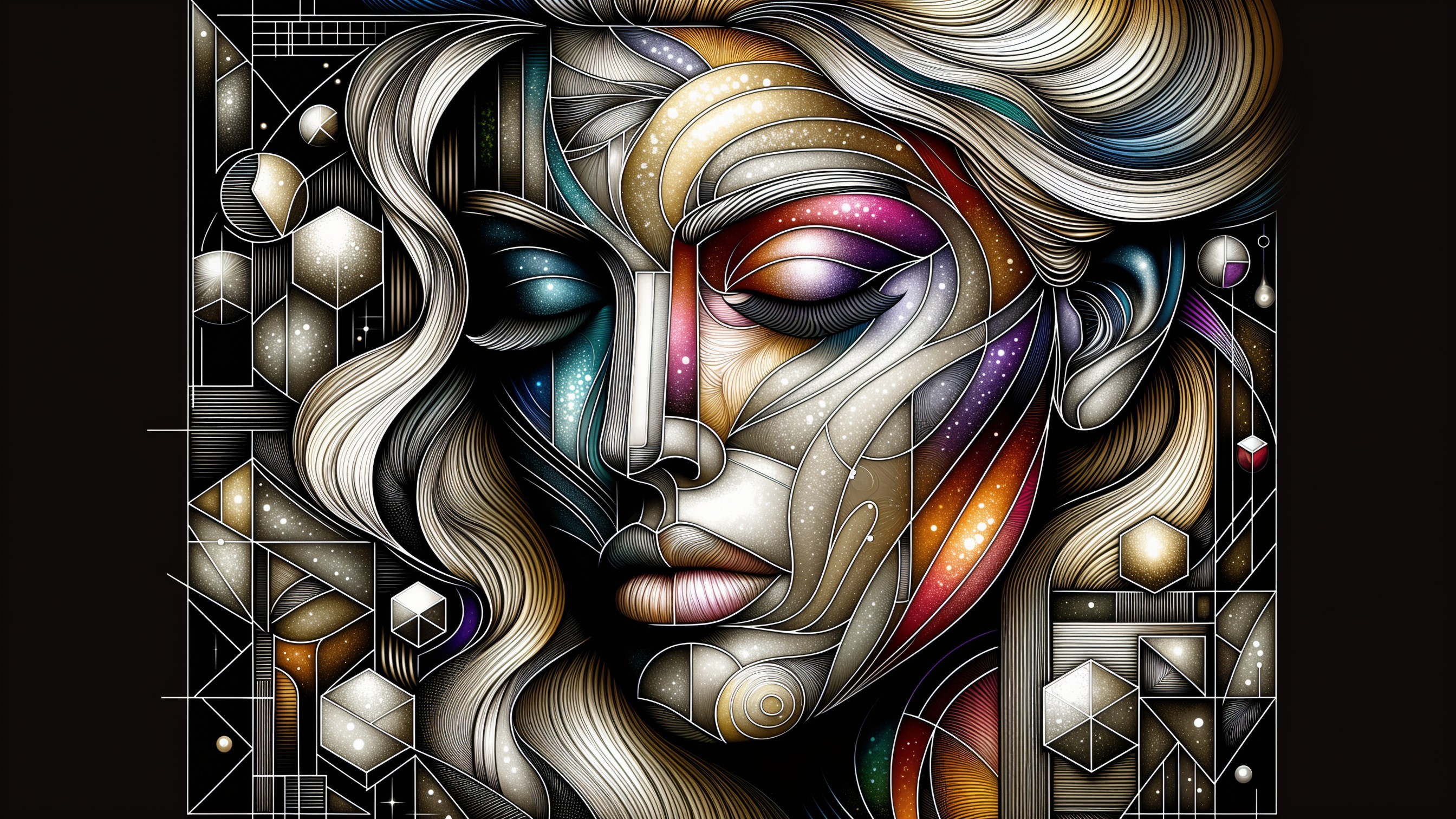Abstract Artistic Representation of a Woman's Face