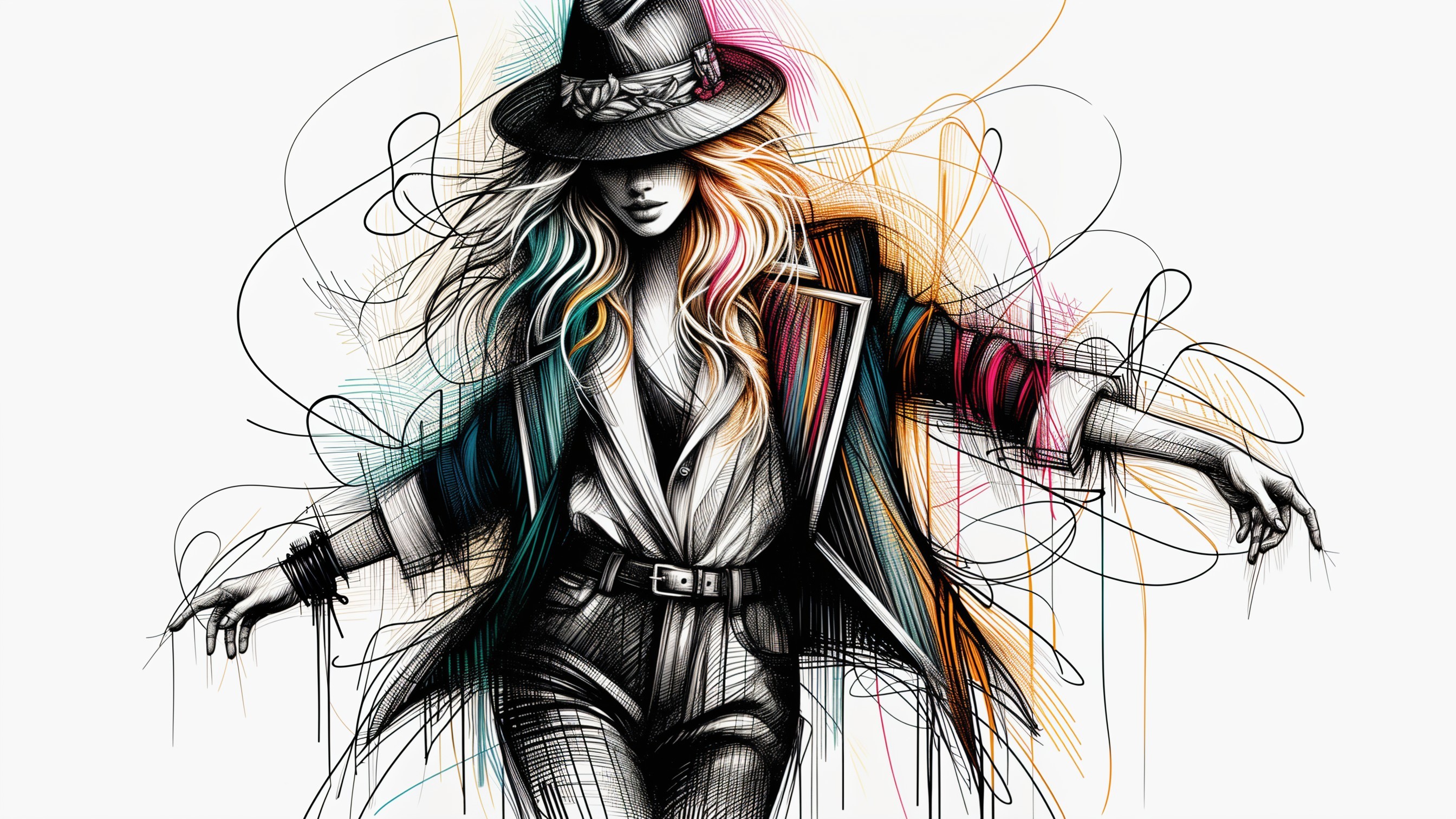 Artistic Representation of a Confident Woman in Fashion