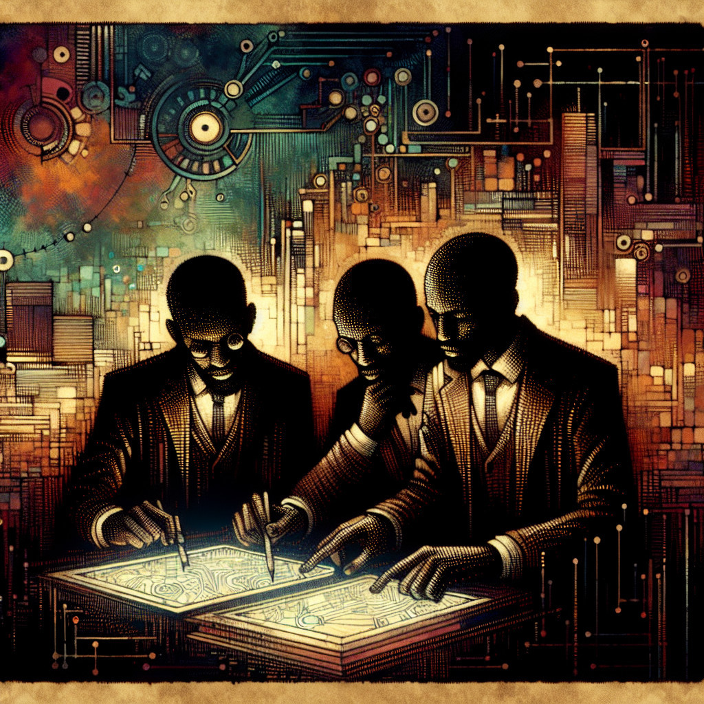 Collaboration on Blueprint with Geometric Background