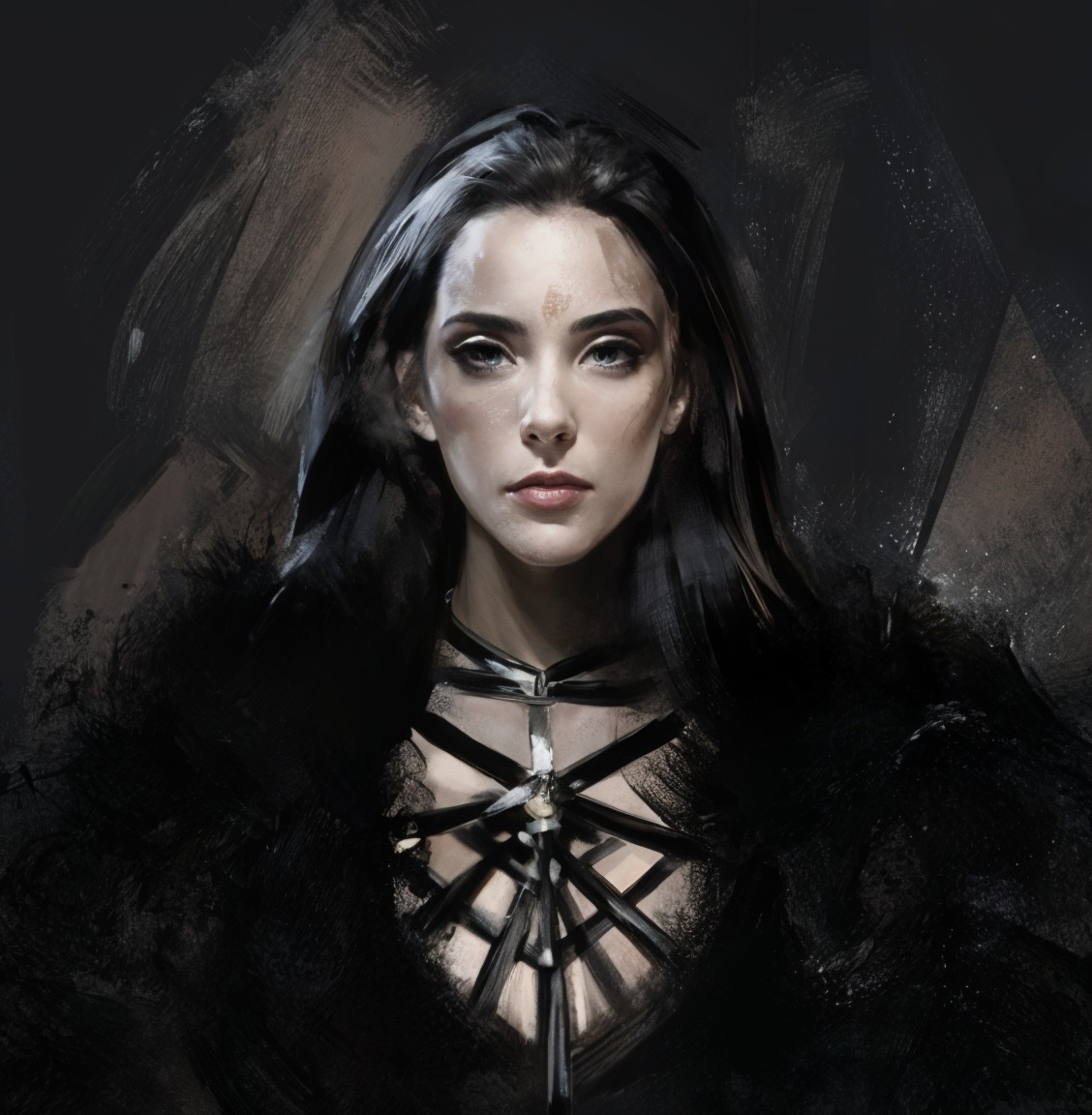 Portrait of a Woman in Dramatic Outfit and Cloak