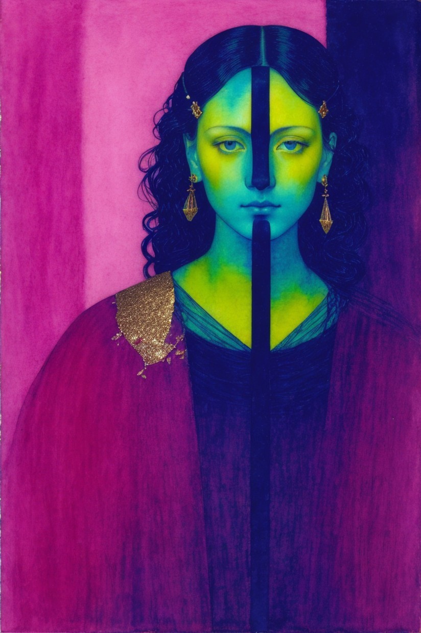 Stylized Portrait of a Woman in Vibrant Colors