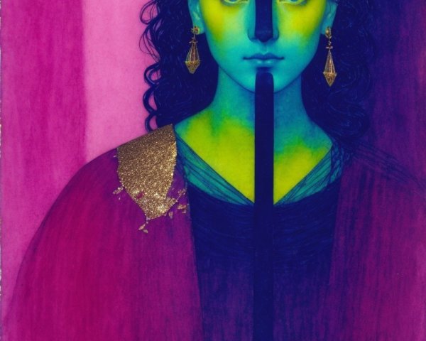 Stylized Portrait of a Woman in Vibrant Colors