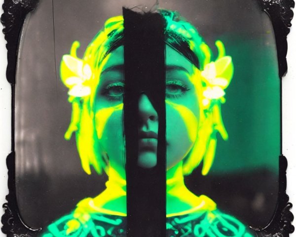Portrait of a girl with luminous green accents and detail