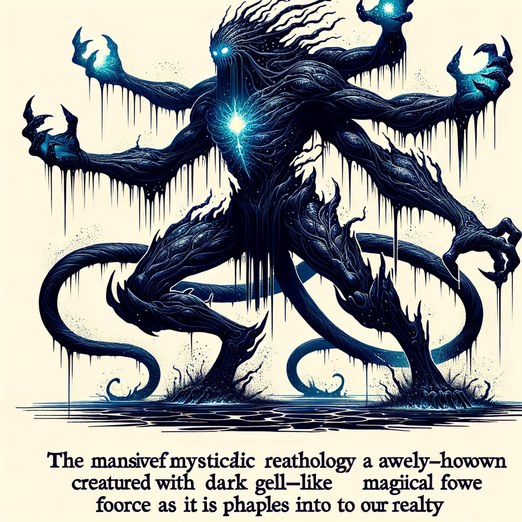 Mystical Dark Figure with Glowing Blue Core