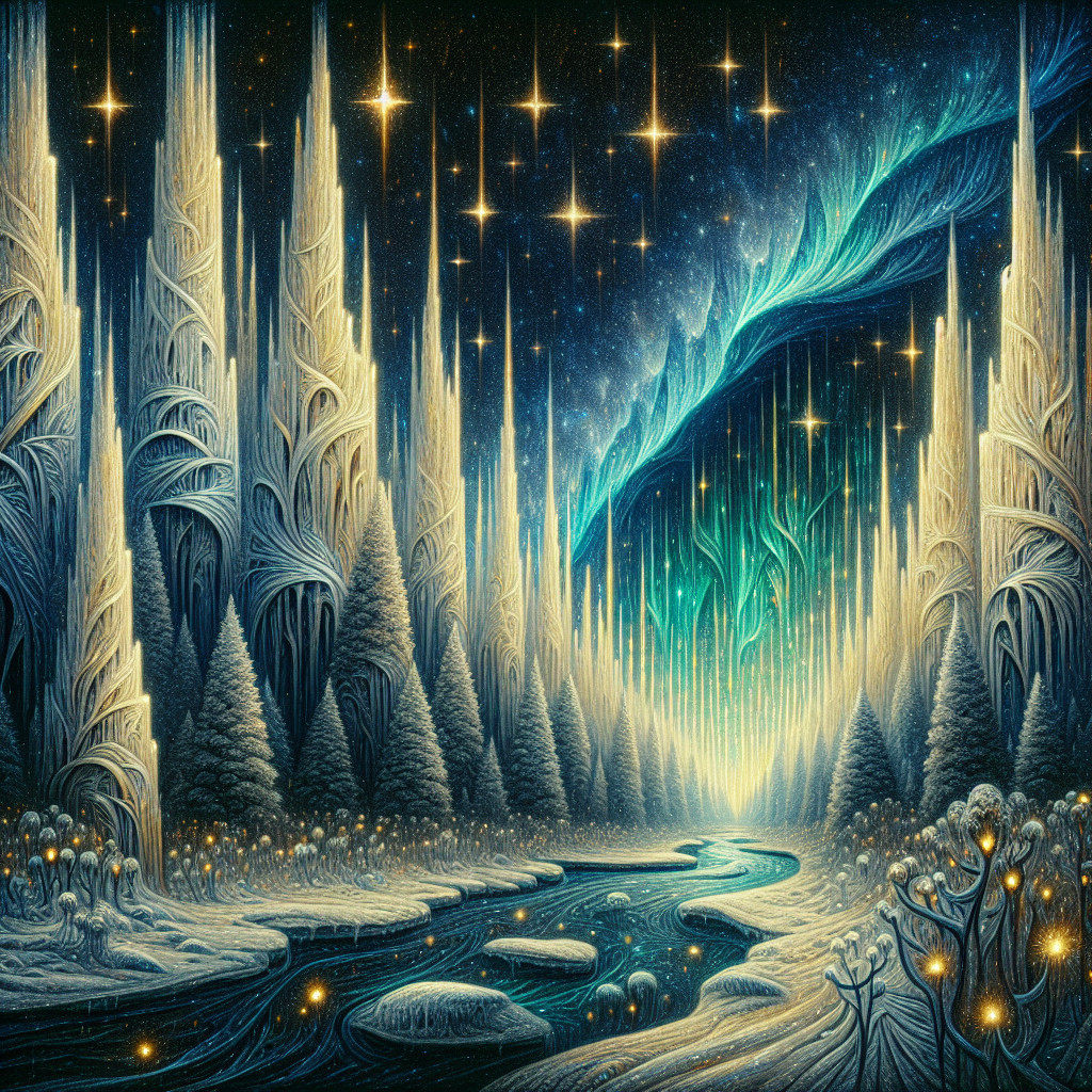 Surreal Winter Landscape with Crystalline Formations
