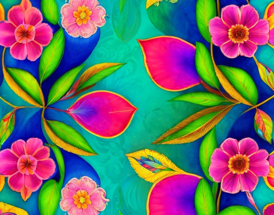 Colorful Floral Pattern with Pink, Purple, and Green