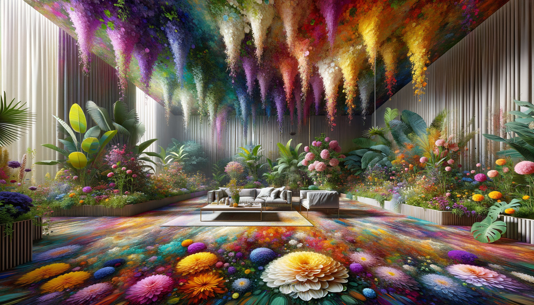 Vibrant Whimsical Interior with Colorful Floral Decor