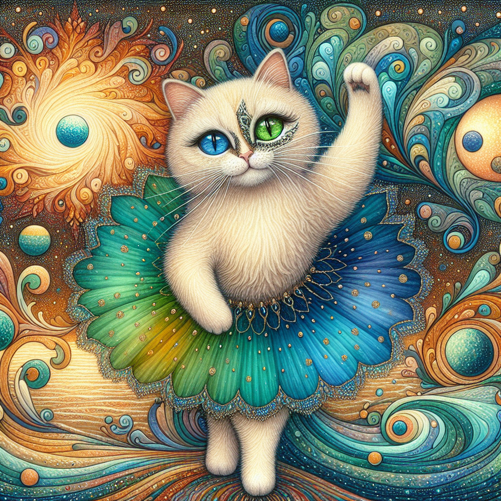 Whimsical Cat in a Colorful Galaxy Setting