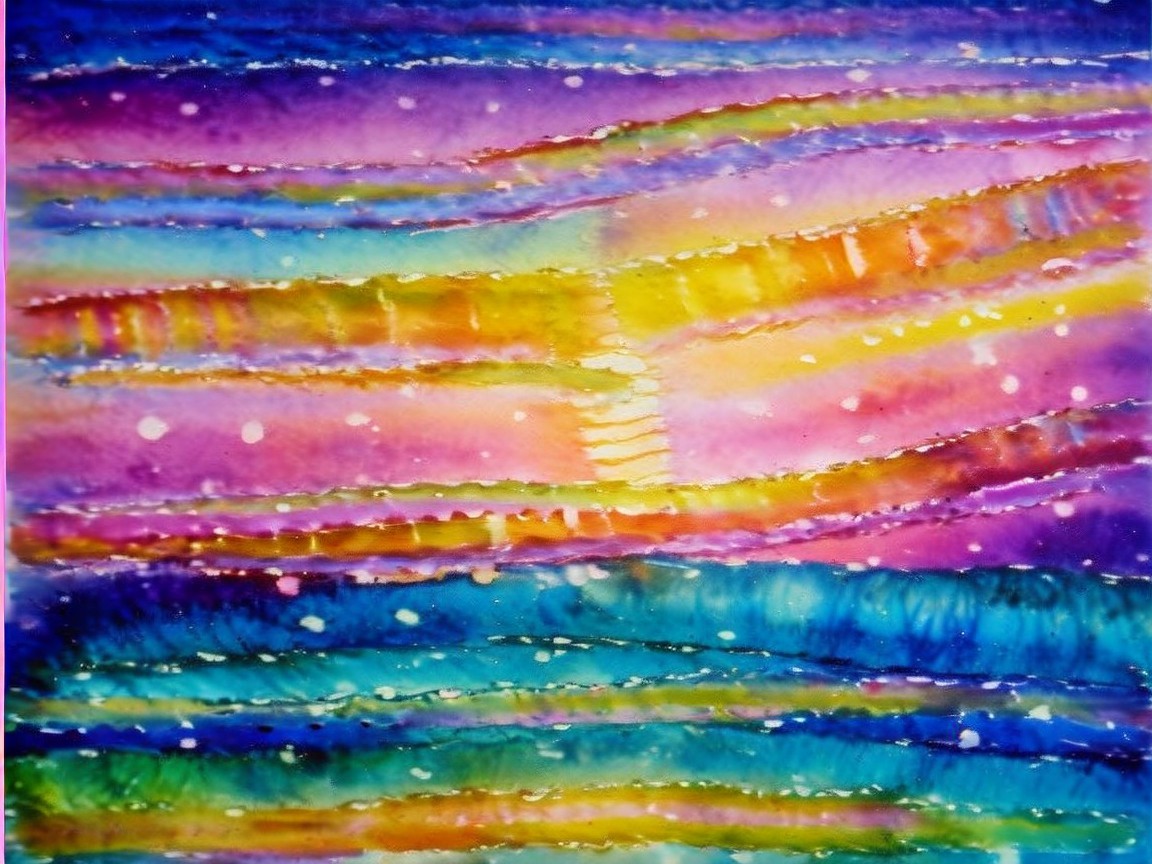 Vibrant Watercolor Landscape with Dreamy Colors