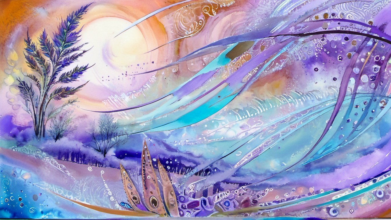 Vibrant Dreamy Landscape with Abstract Elements