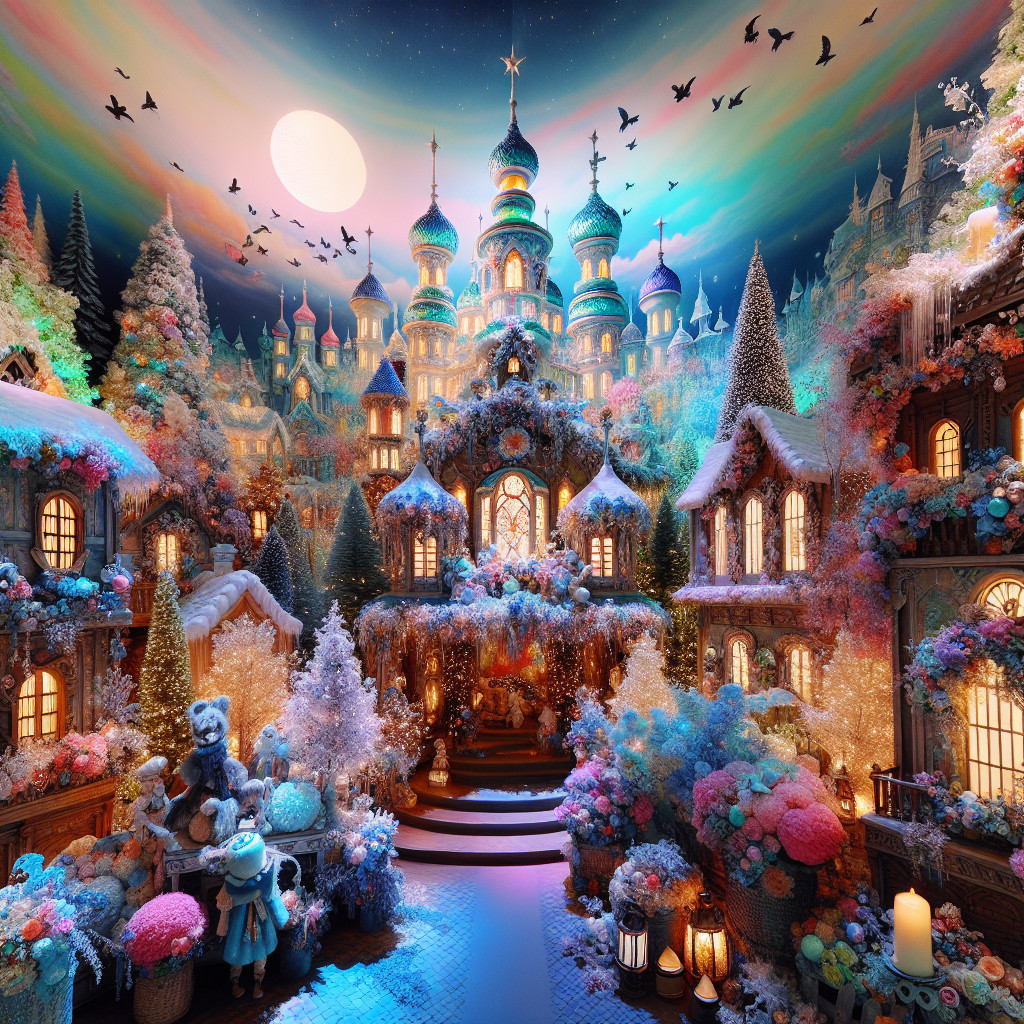 Whimsical Winter Wonderland with Castle and Nature