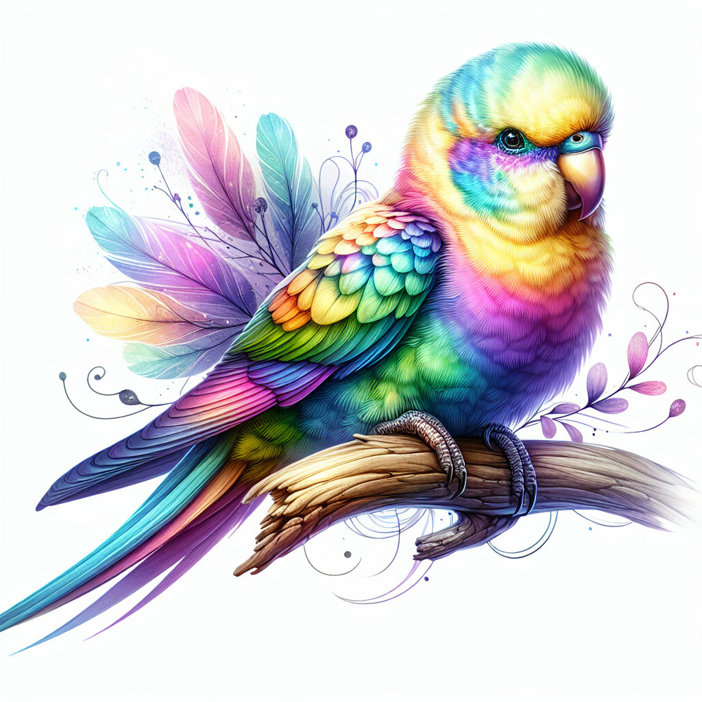 Vibrant Parrot on Branch with Colorful Feathers