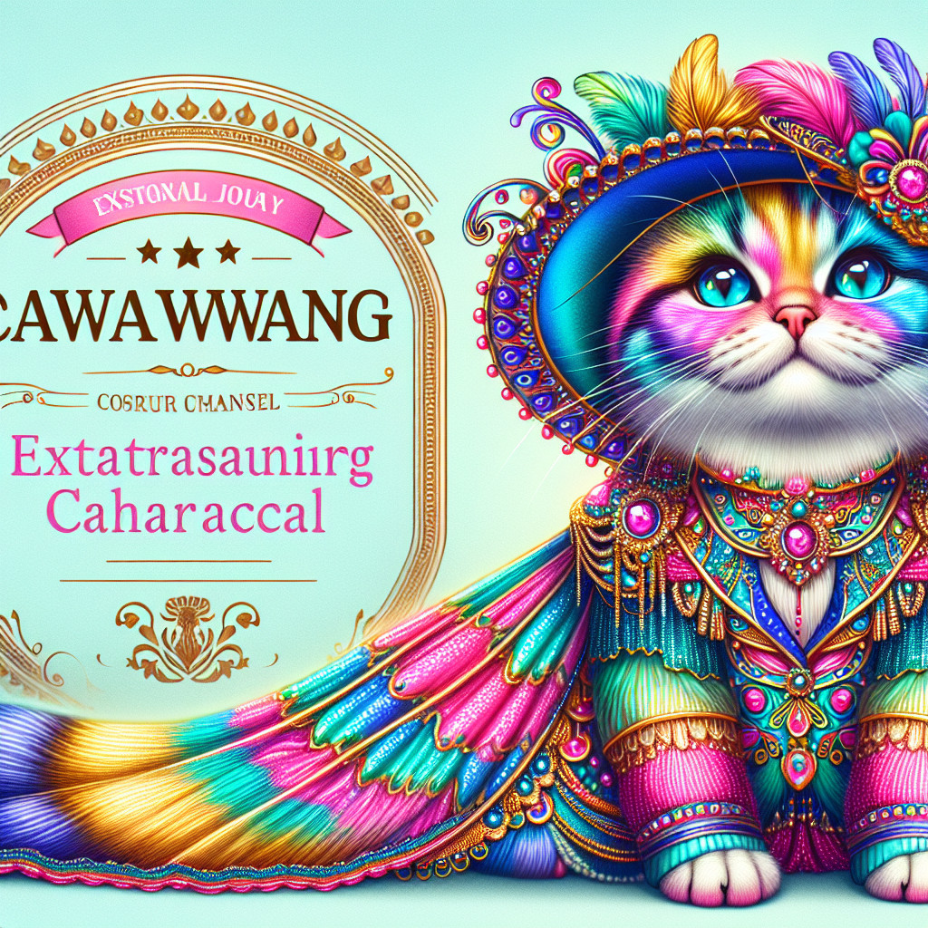 Colorful Illustration of a Cat in Extravagant Attire