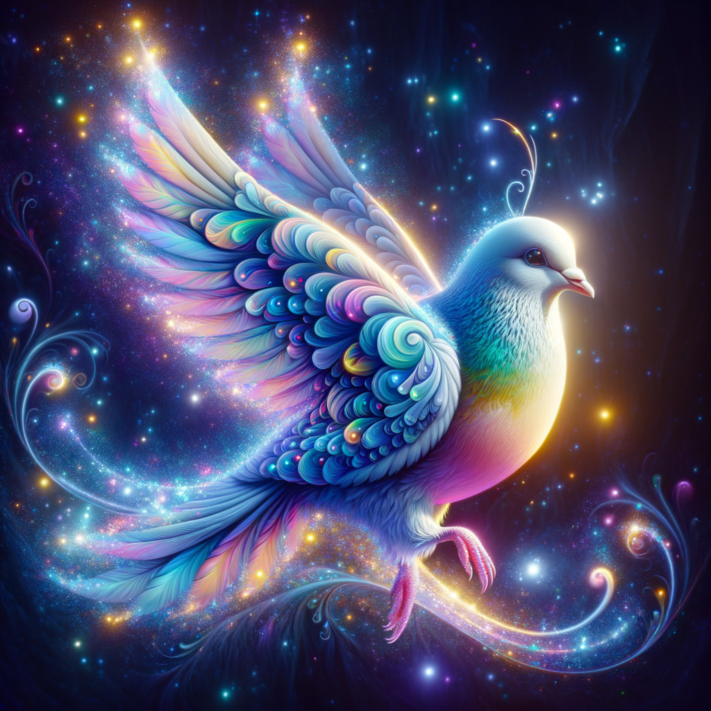 Ethereal Bird in Mystical Realm with Colorful Feathers