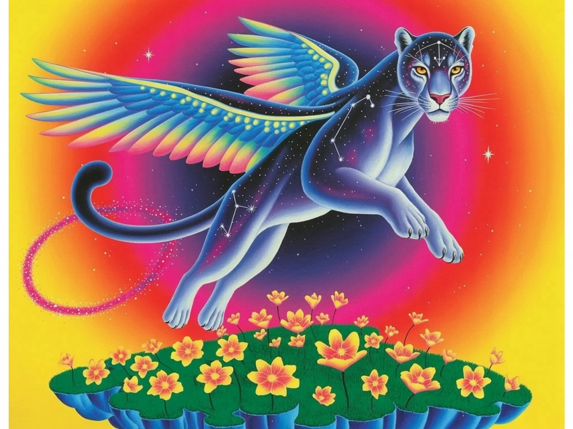 Mythical Winged Panther in Cosmic Landscape
