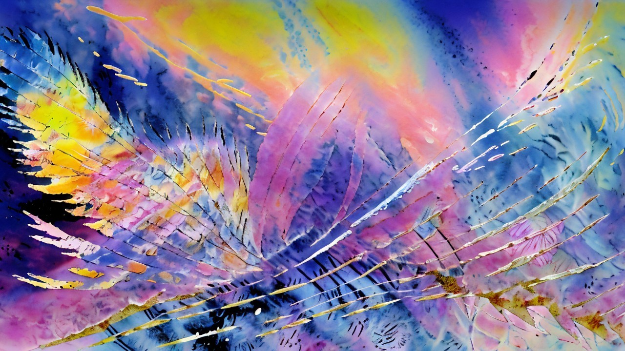Abstract Watercolor Painting with Vibrant Colors