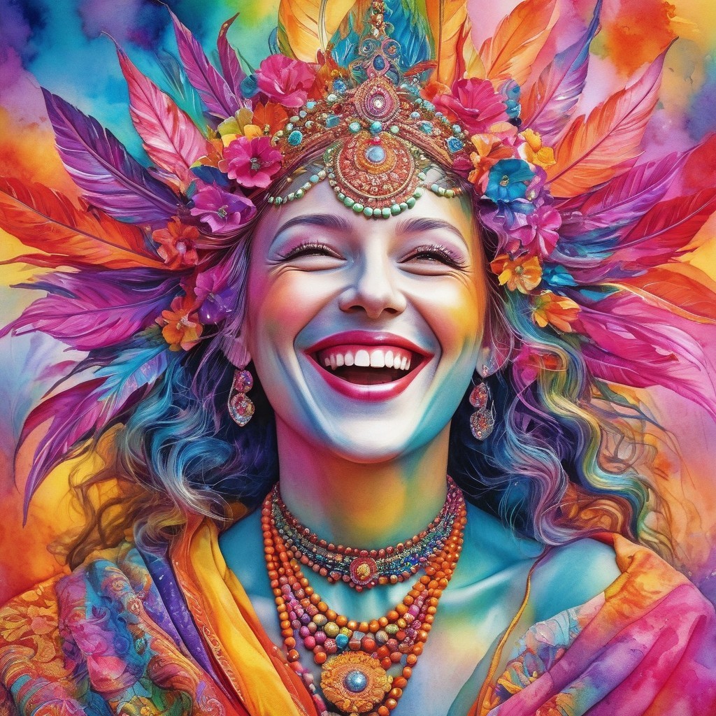 Vibrant Portrait of a Woman in Colorful Headdress