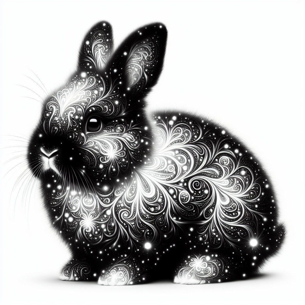 Detailed Black and White Illustration of a Rabbit