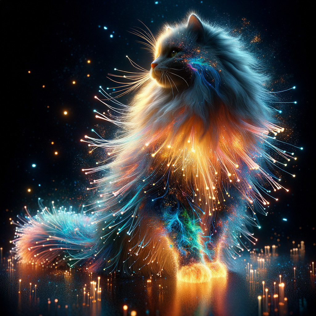 Ethereal Cat with Vibrant Cosmic Colors and Glow