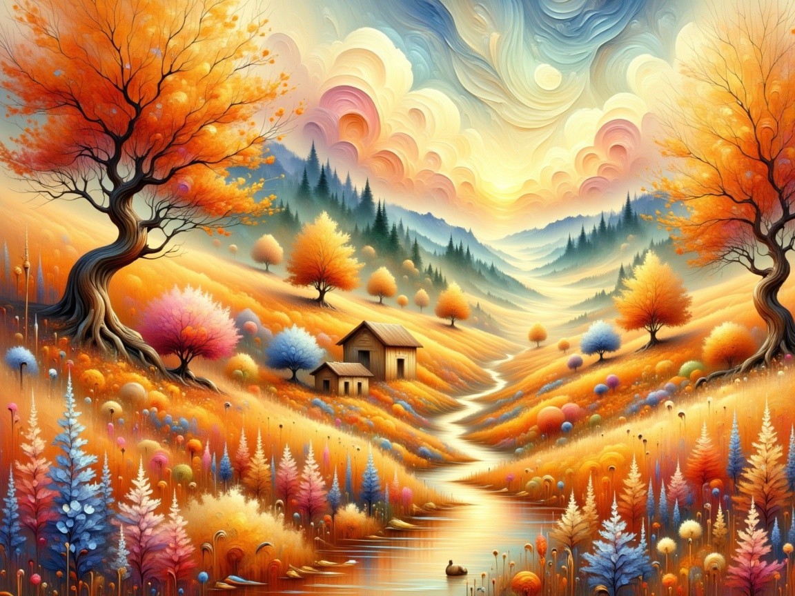 Vibrant Autumn Landscape with Colorful Foliage and River