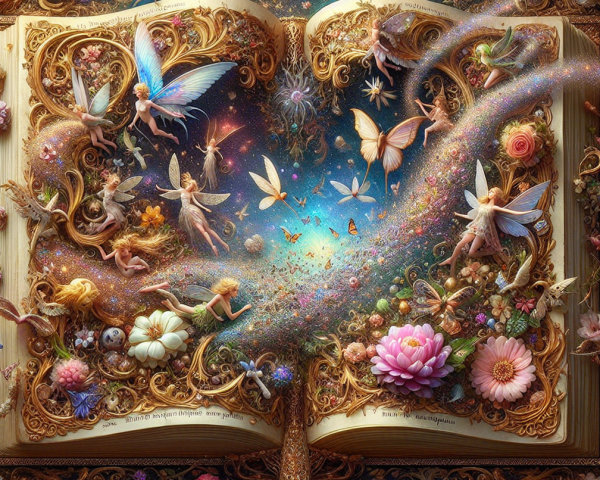 Whimsical Fantasy Scene from an Open Book