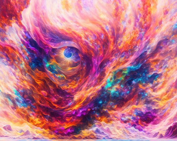 Abstract Cosmic Scene with Swirling Colors and Vortex