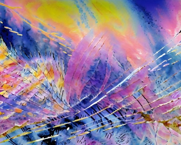Abstract Watercolor Painting with Vibrant Colors