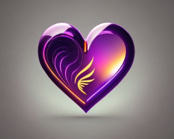 Stylized Heart Design in Purple and Gold Shades