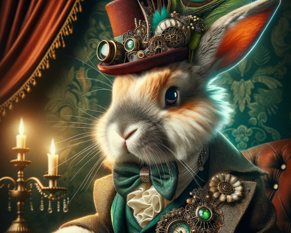 Sophisticated Rabbit in Lavish Outfit in Elegant Setting