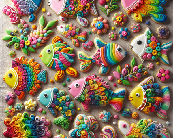 Colorful Fish Arrangement with Floral Elements