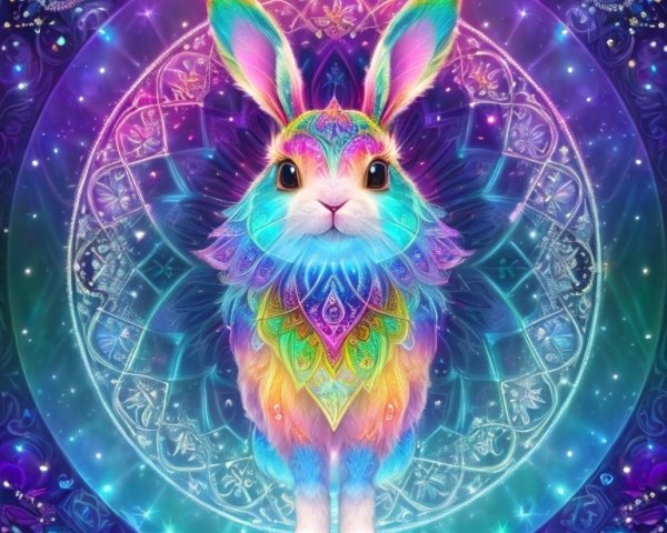 Colorful Rabbit in Intricate Mandala Design