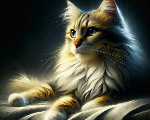 Majestic Cat with Fluffy Coat and Striking Eyes
