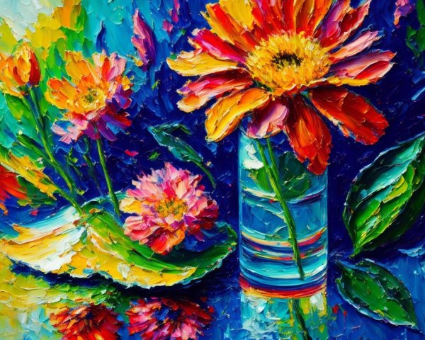 Vibrant Still Life of Colorful Flowers in a Vase