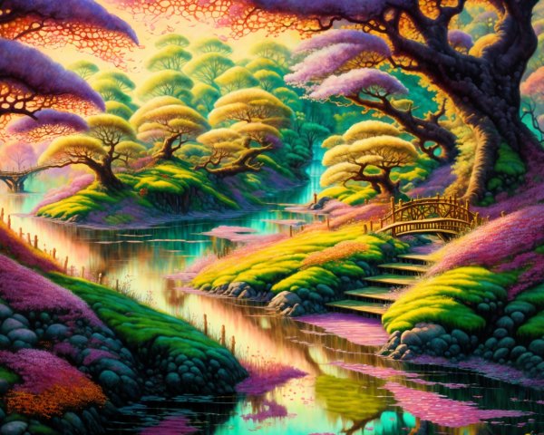 Tranquil River in a Vibrant Forest Landscape