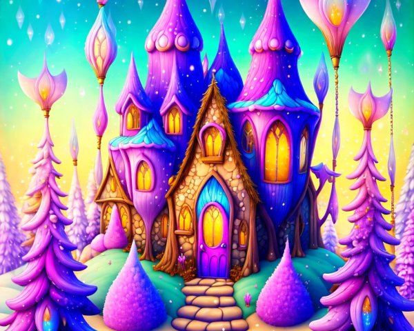 Whimsical Fairytale Castle in a Fantastical Landscape