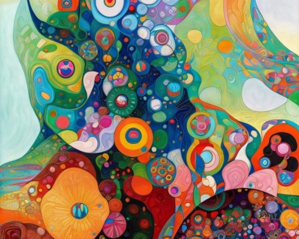 Vibrant Abstract Composition with Swirling Patterns