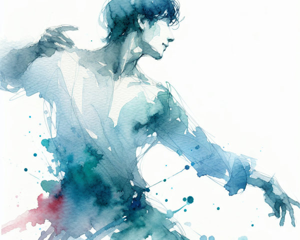 Watercolor Painting of a Dancer in Motion