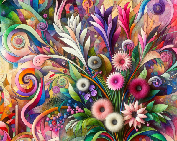 Vibrant Abstract Floral Composition with Colorful Hues