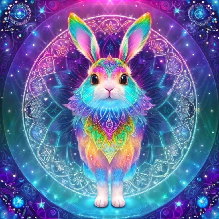 Colorful Rabbit in Intricate Mandala Design