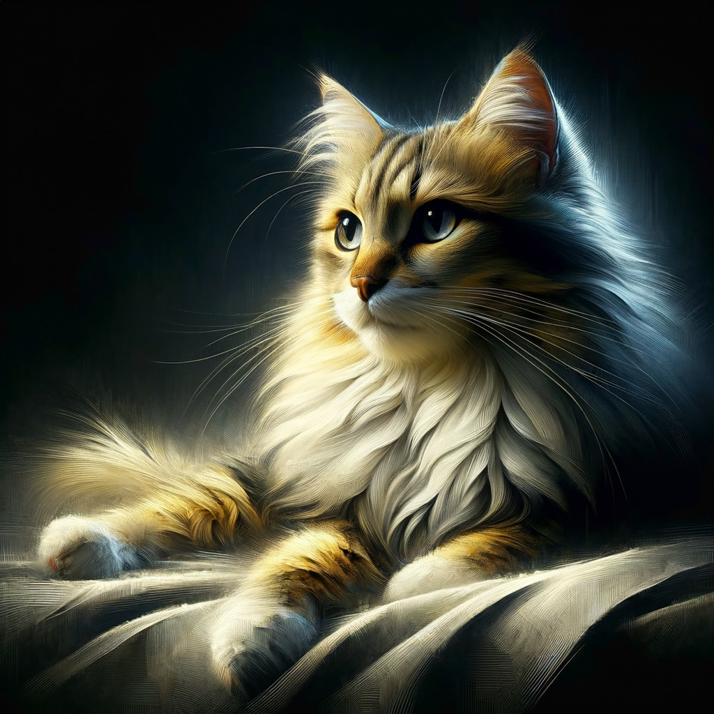 Majestic Cat with Fluffy Coat and Striking Eyes