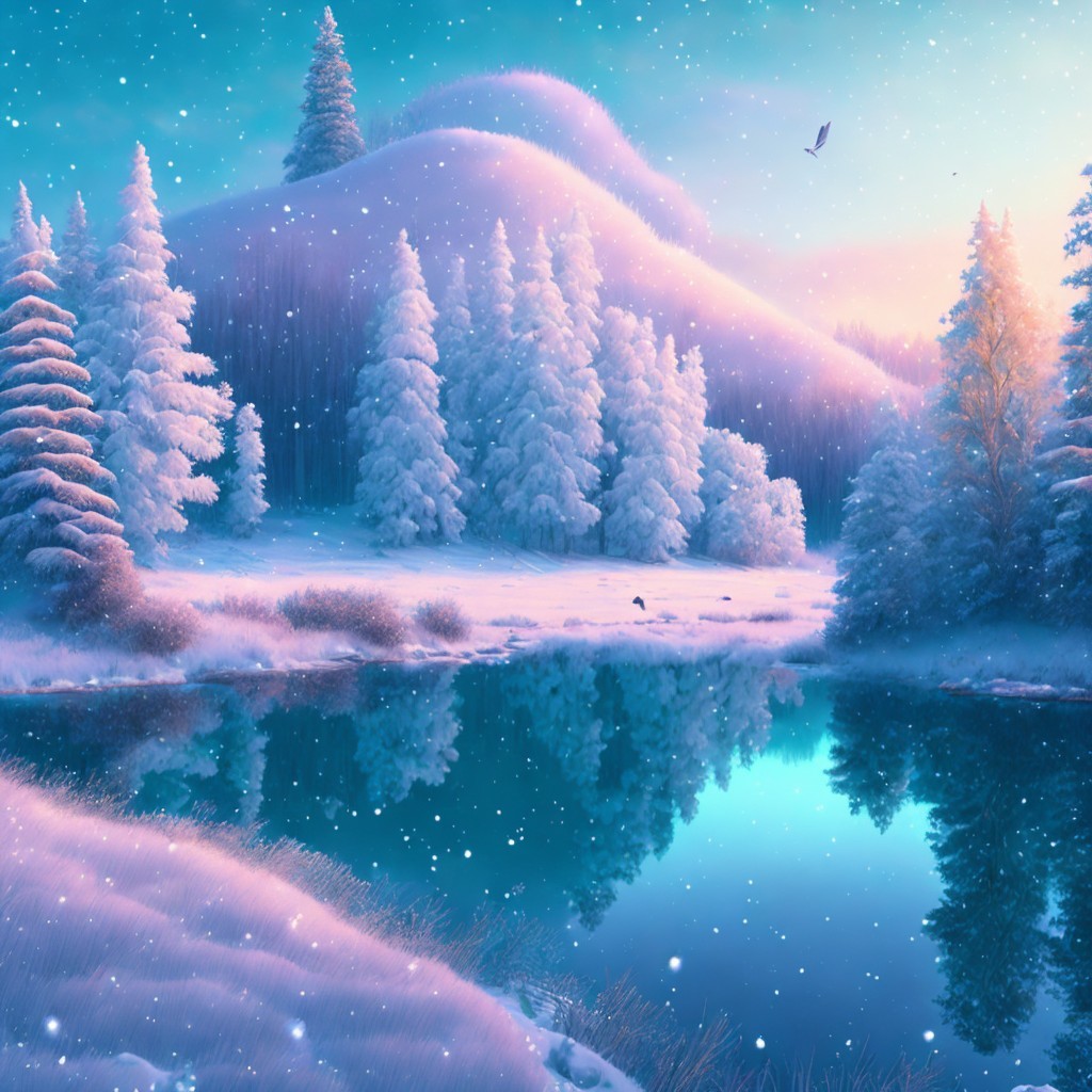 Serene Winter Landscape with Snow and Pine Trees