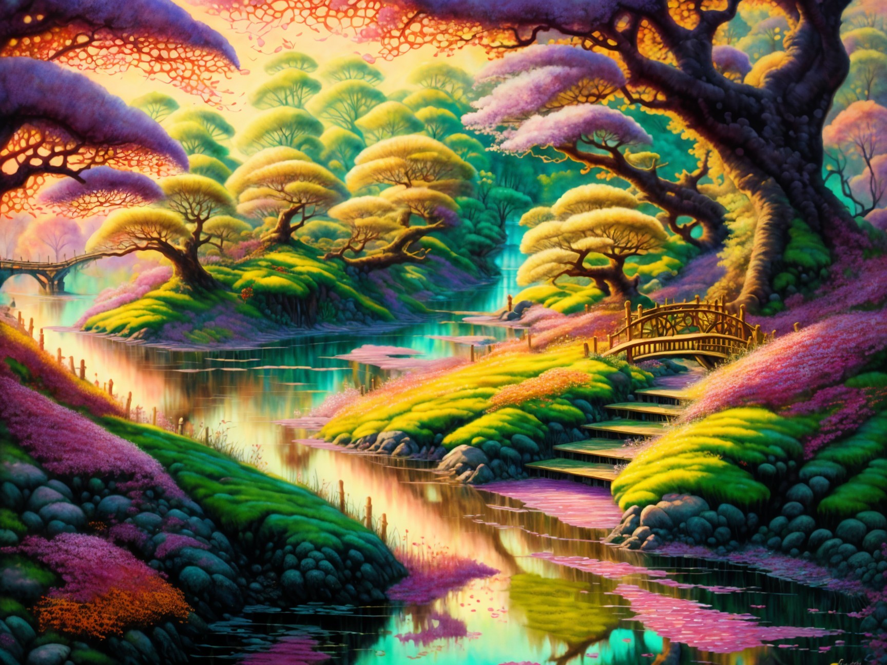 Tranquil River in a Vibrant Forest Landscape