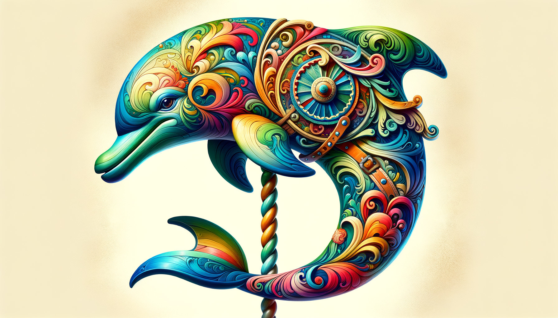 Intricately Designed Colorful Dolphin Leaping Gracefully
