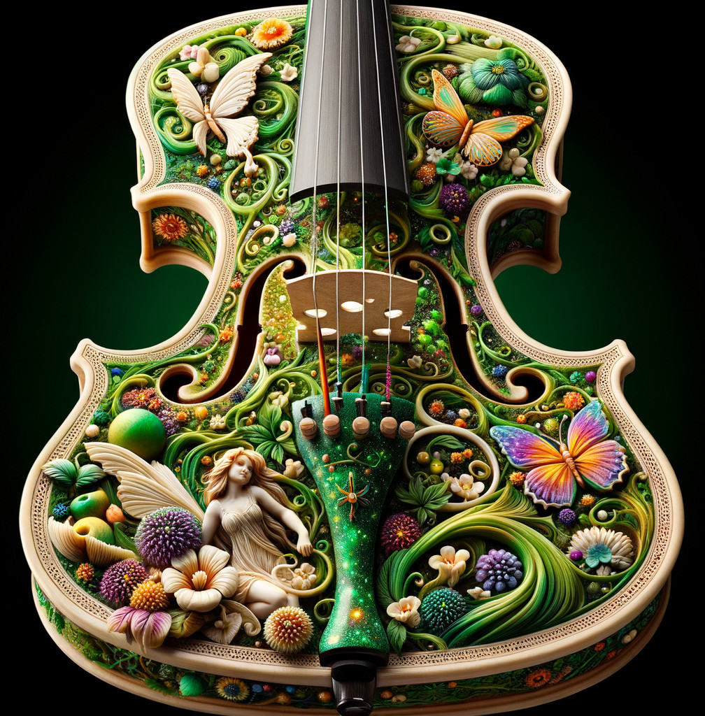 Intricately Decorated Nature-Inspired Violin Design