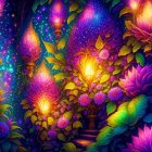 Vibrant Alien Landscape with Twisted Tree and Galaxies