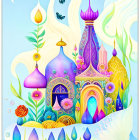 Whimsical Winter Scene with Colorful Houses and Snow